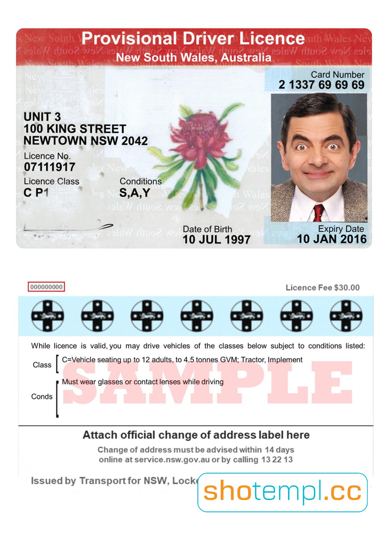 Australia New South Wales Driver License PSD Template